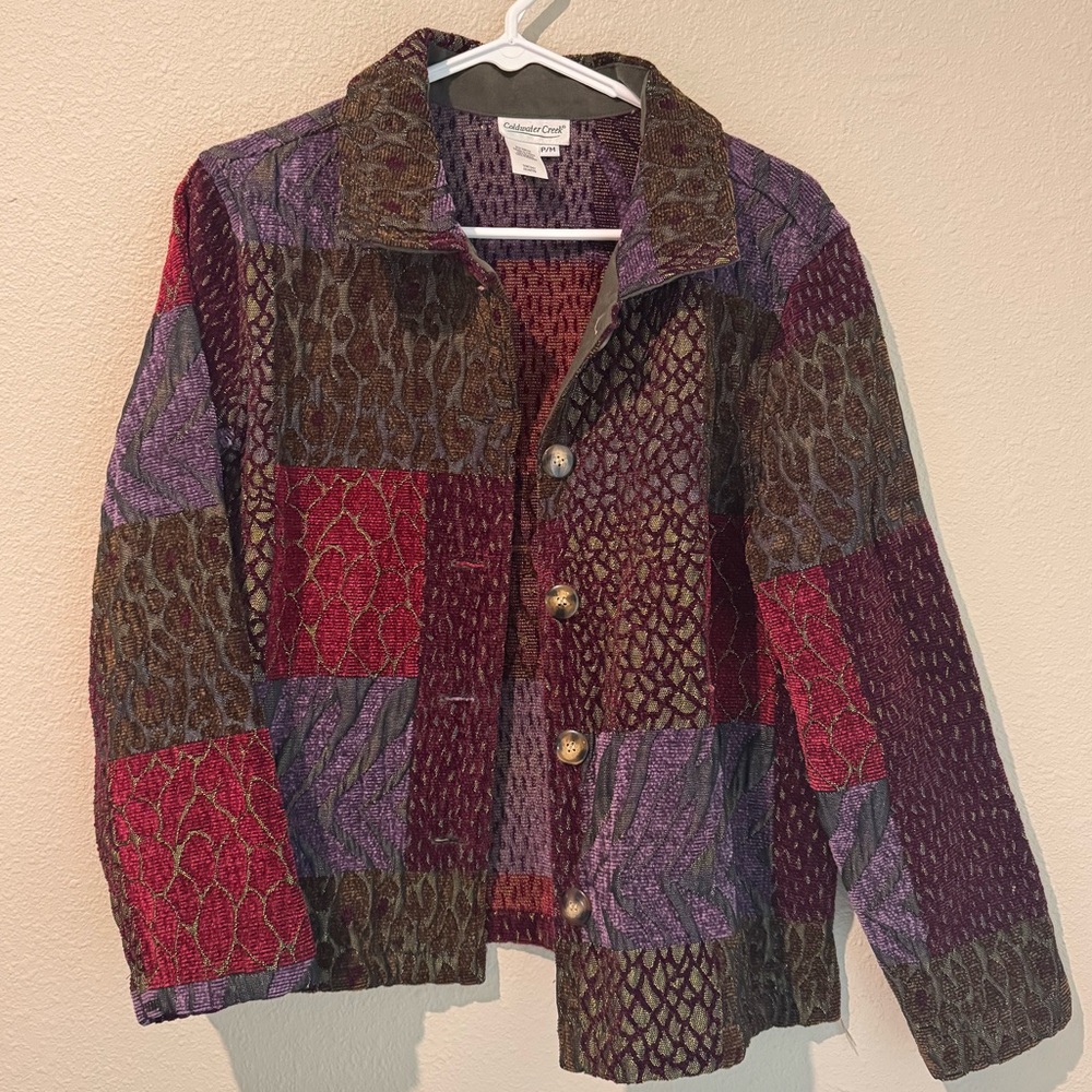 Vintage Multicolor Textured Patchwork Jacket